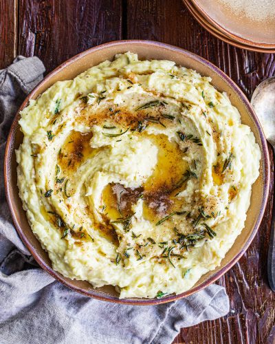 Roasted Garlic Mashed Potatoes With Herb Browned Butter | Recipes ...