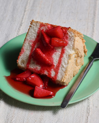 Angel Food Cake with Macerated Strawberries
