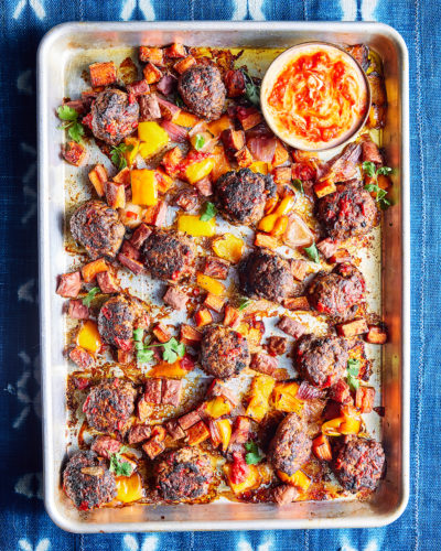 Sheet Pan Harissa-Spiced Lamb Meatballs