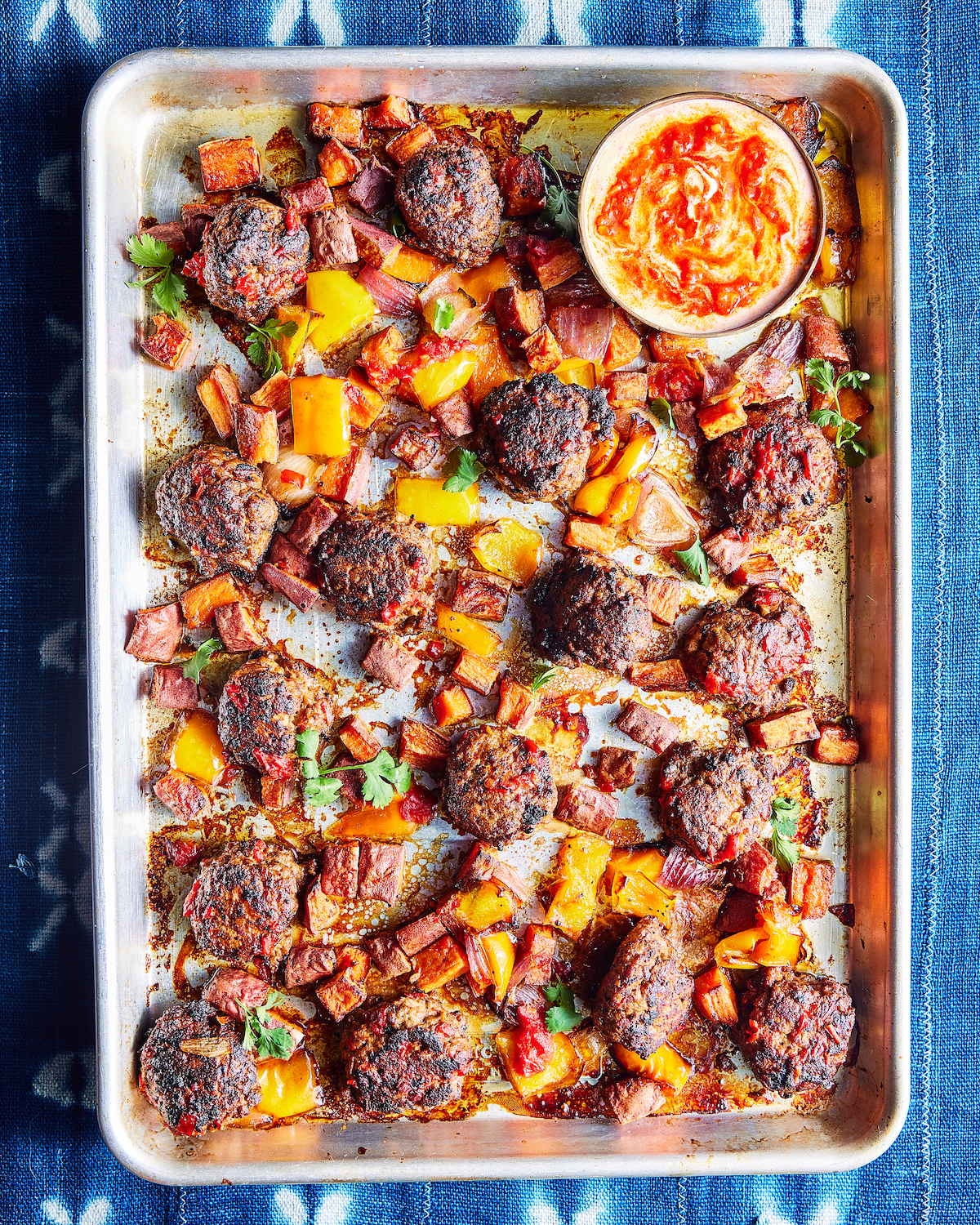 Sheet Pan Harissa Spiced Lamb Meatballs