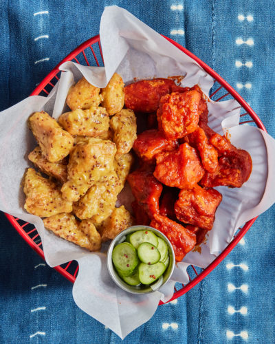 Popcorn Chicken Two Ways with Homemade Pickles