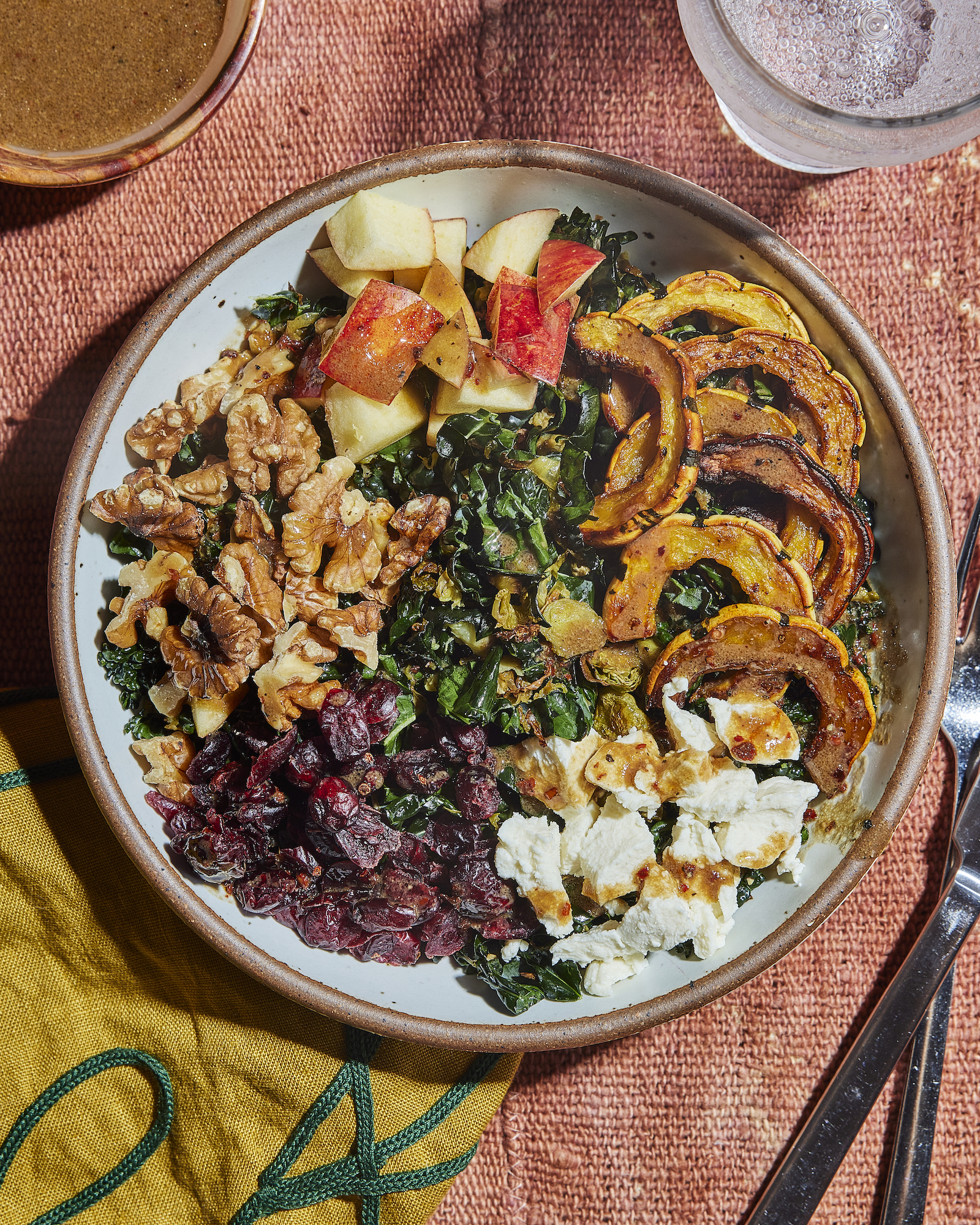 Roasted Brussels Sprouts & Kale Salad With Delicata Squash